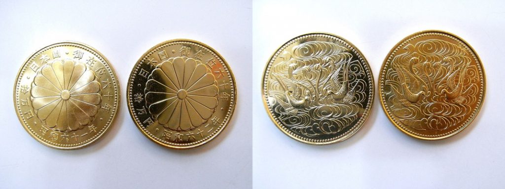 本日は、K24天皇陛下御在位60年記念金貨を3枚ドカ～ン！！