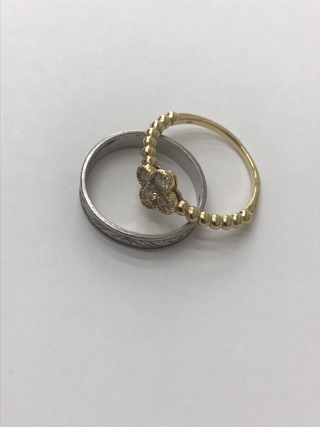 金プラチナ ダイヤ リング