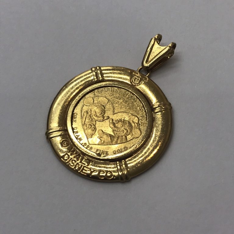 貴金属 ディズニー金貨 純金 K18 枠 ペンダントトップ